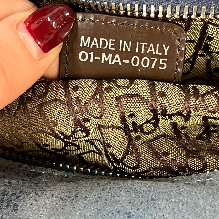 Christian Dior shearling blue flight bag