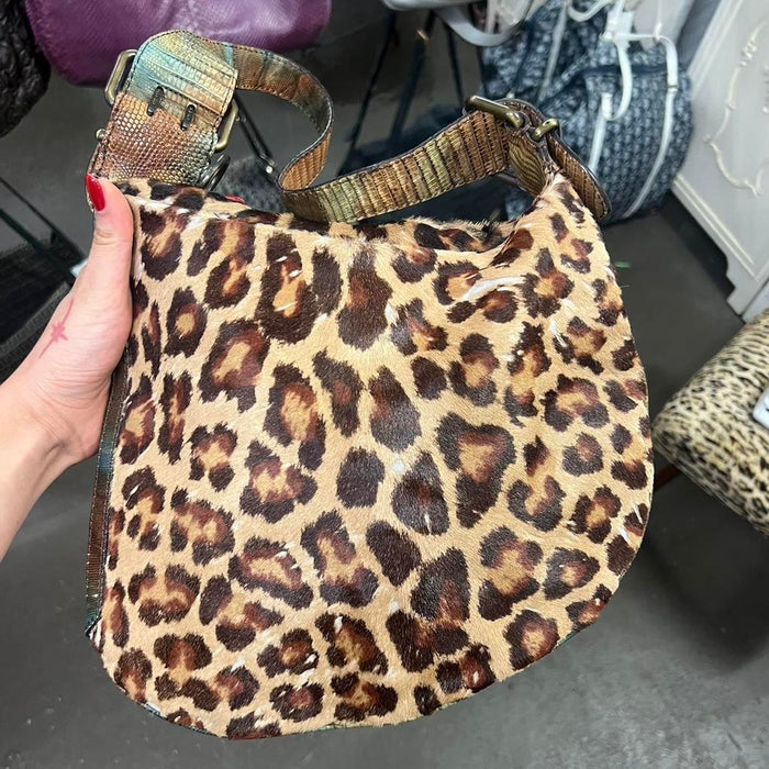 Fendi leopard print fur oyster bag
