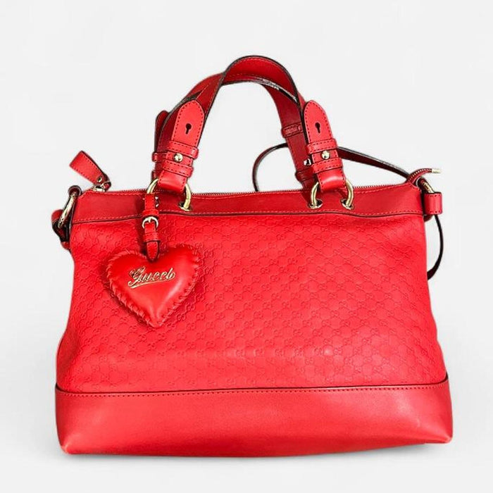 Gucci valentines red leather guccissima tote bag