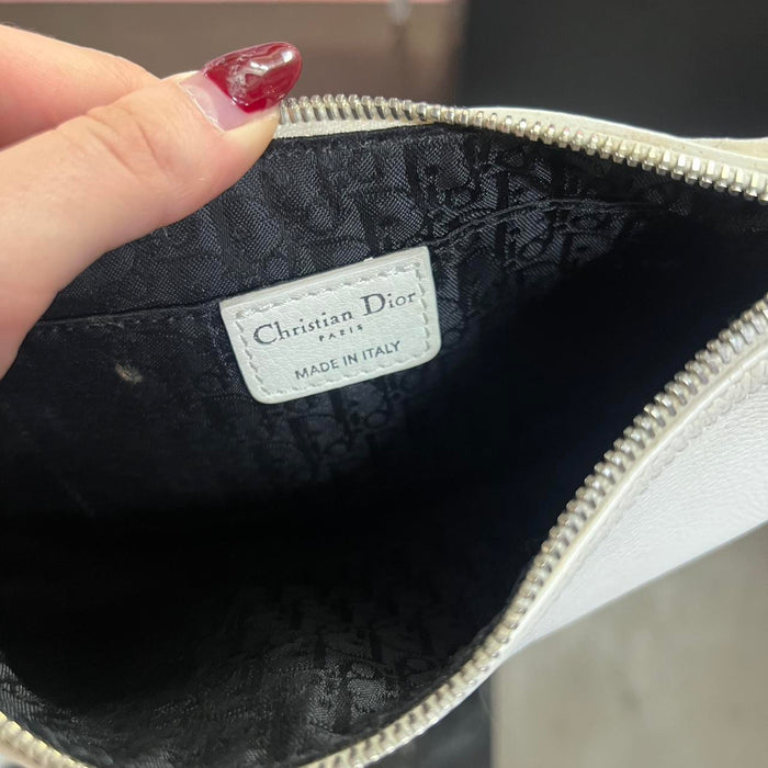 Christian Dior white leather spellout shoulder bag