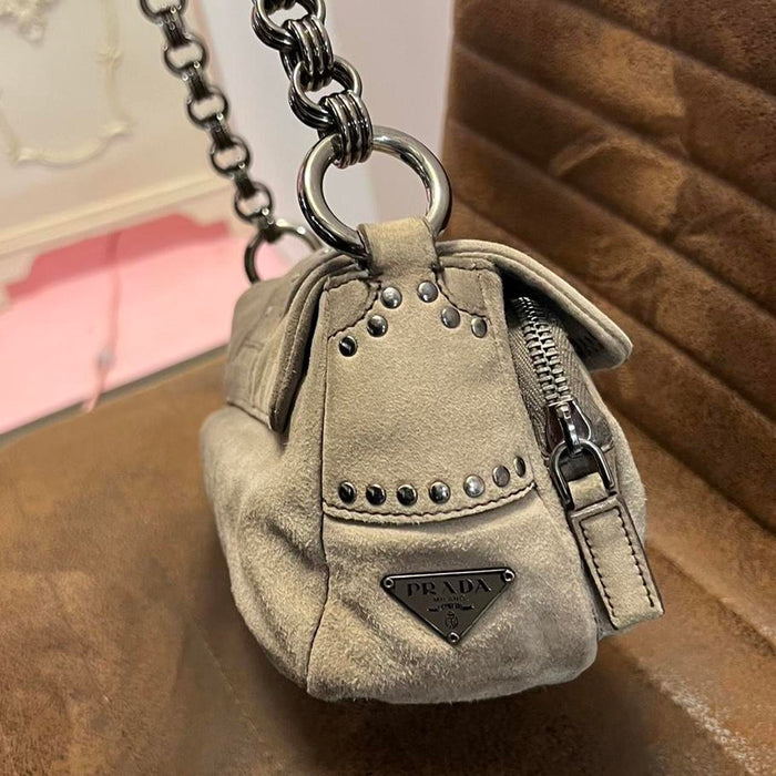 Prada suede chain shoulder bag