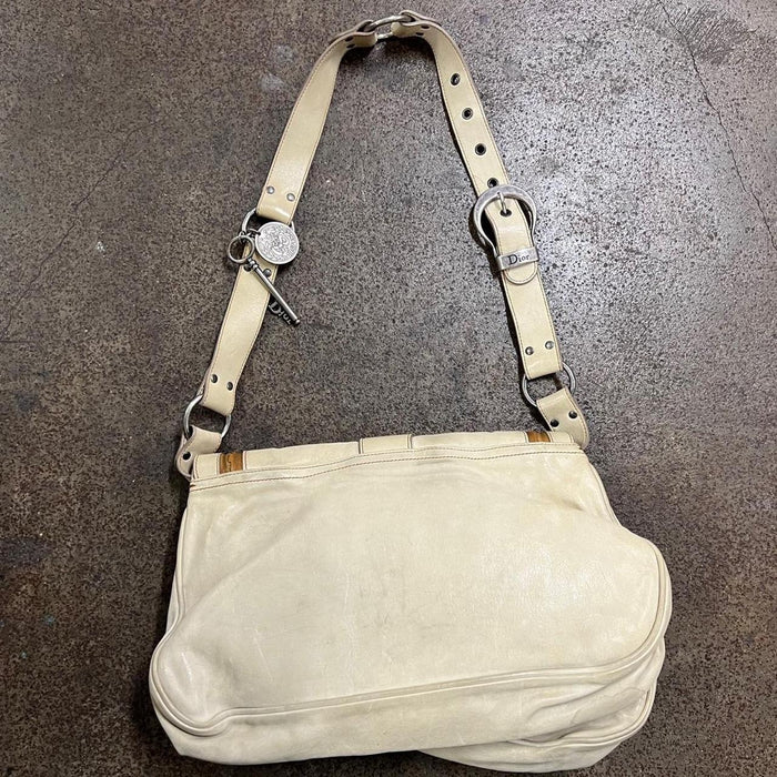 Christian Dior cream gaucho bag