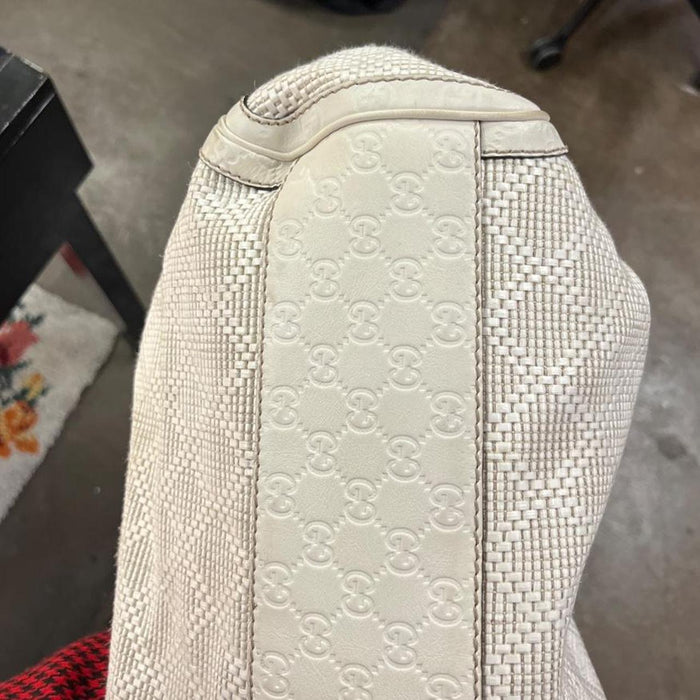 Gucci white diamanté large sukey bag