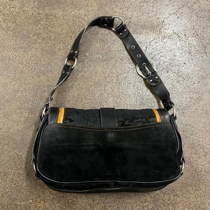Christian Dior black suede gaucho bag
