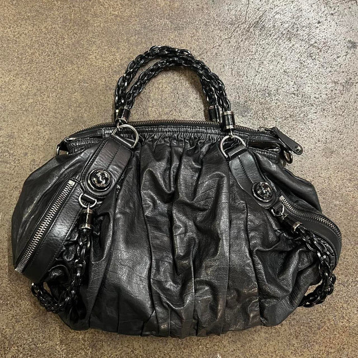 Gucci black leather galaxy bag
