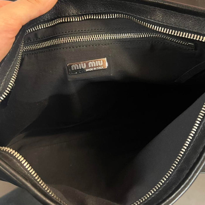 Miu Miu black leather buckle shoulder bag
