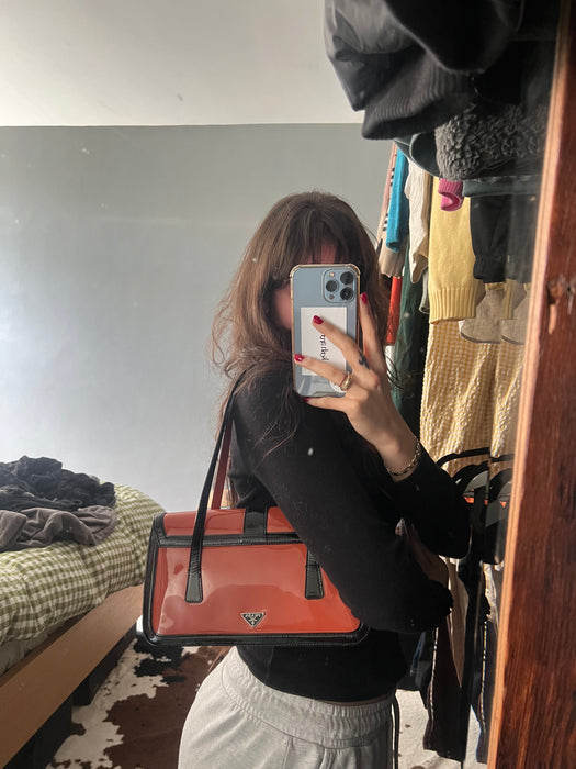 Prada orange and black shoulder bag