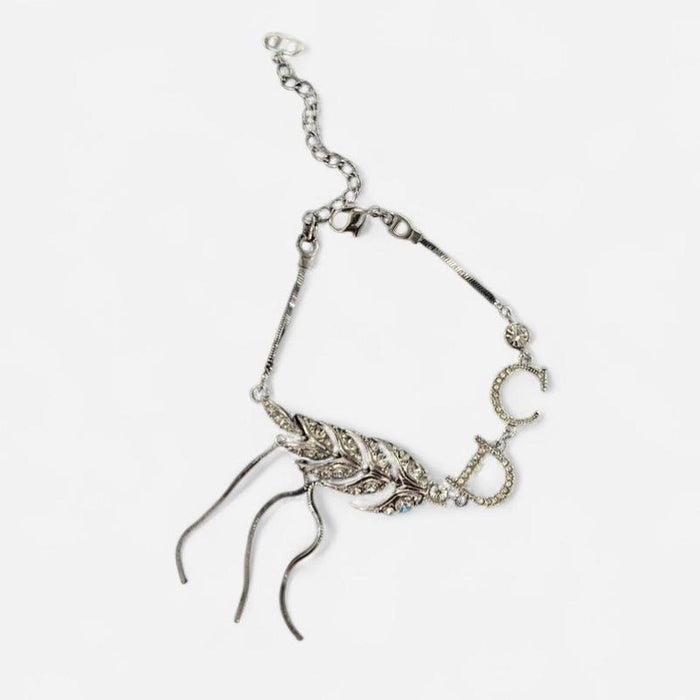 Christian Dior silver diamanté feather bracelet