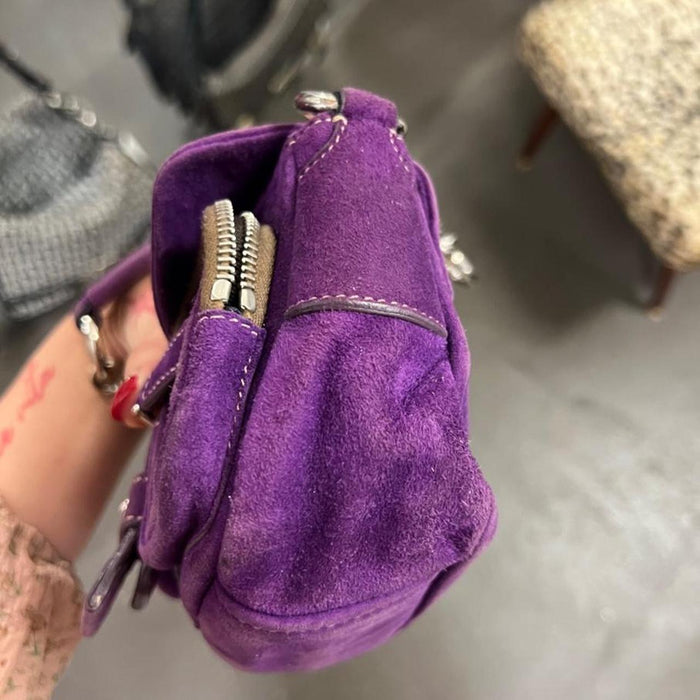Prada pocket purple suede chain bag