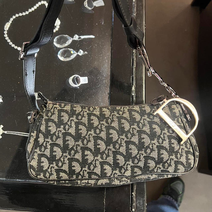 Dior vintage black & silver spellout shoulder bag