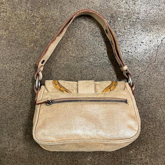 Christian Dior champagne small gaucho bag
