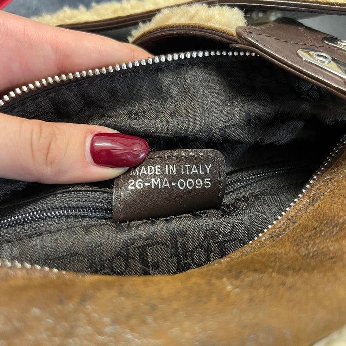 Dior brown shearling flight bag