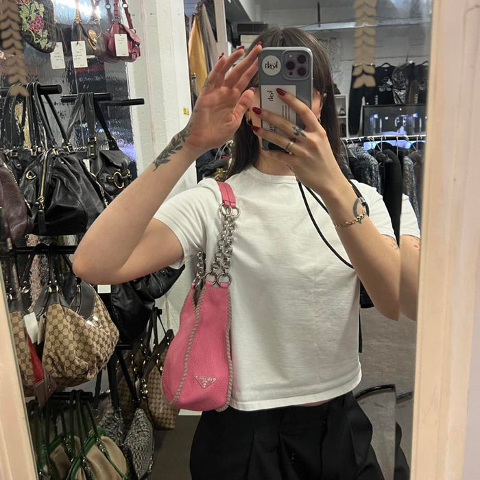 Prada vitello pink chain shoulder bag