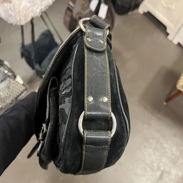 Christian Dior black suede gaucho bag