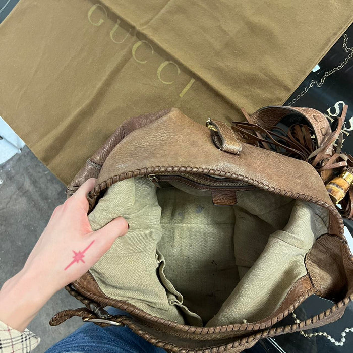 Gucci large Jackie brown leather shoulder bag