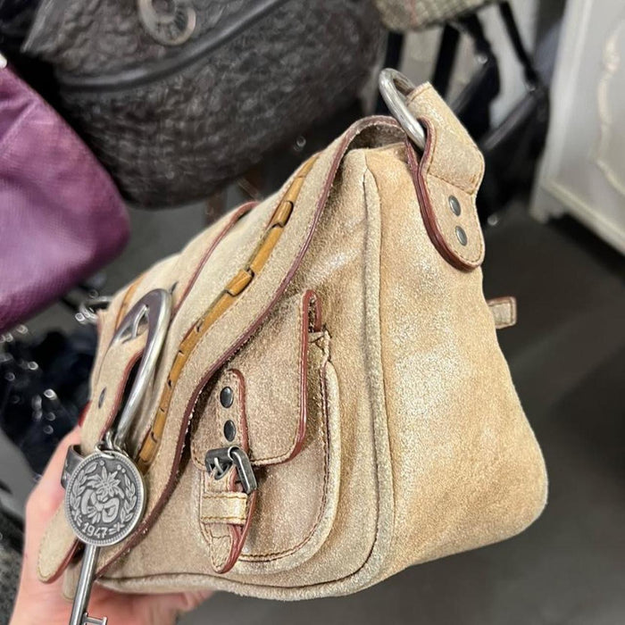 Christian Dior champagne small gaucho bag