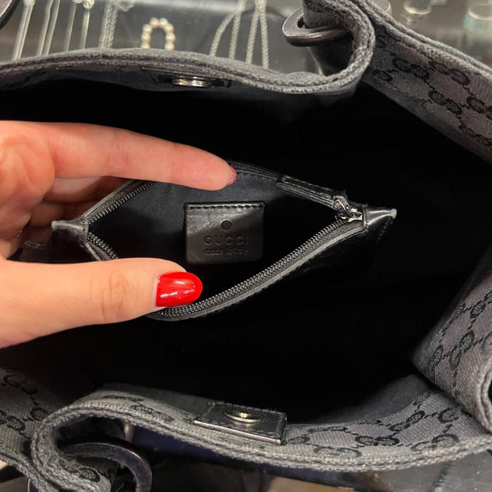 Gucci black canvas tote bag