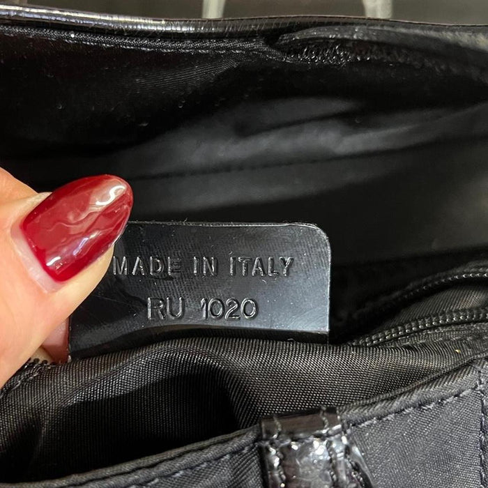 Christian Dior black satin saddle bag