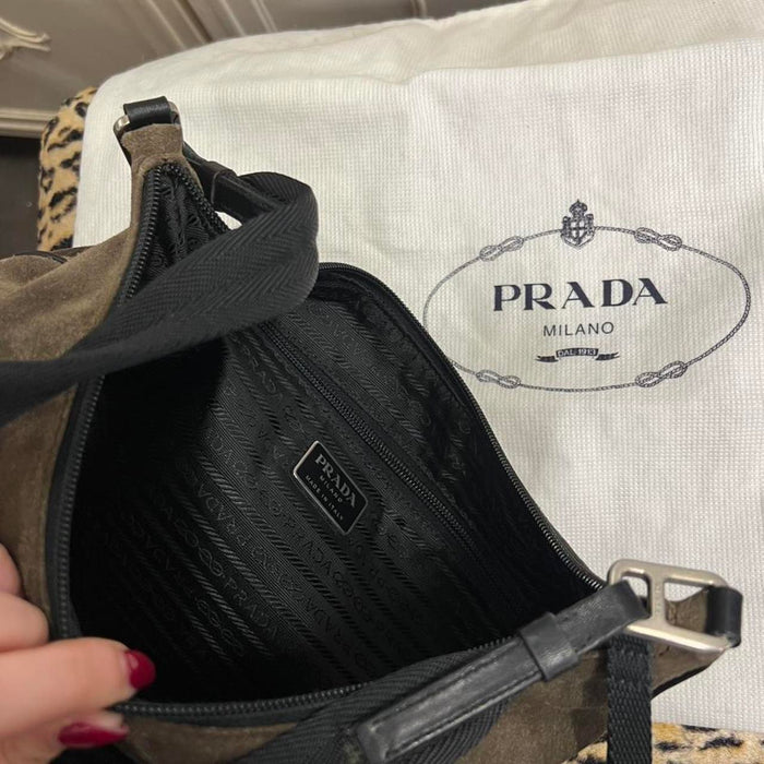 Prada suede hobo bag