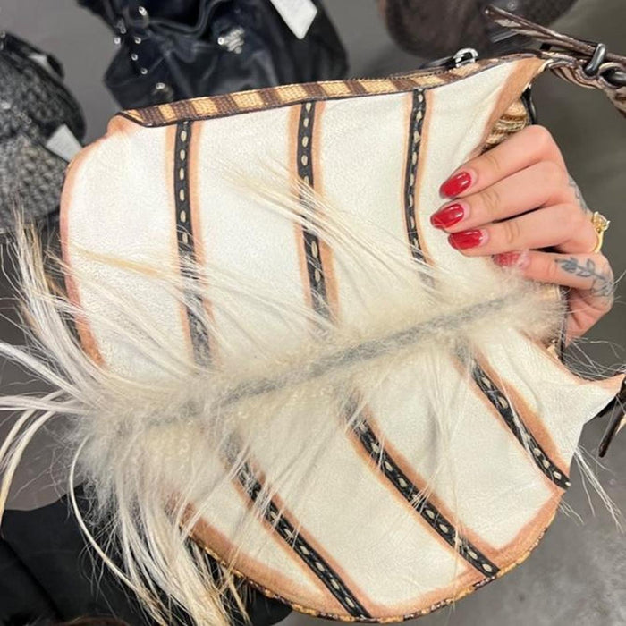 Fendi fur trimmed oyster bag