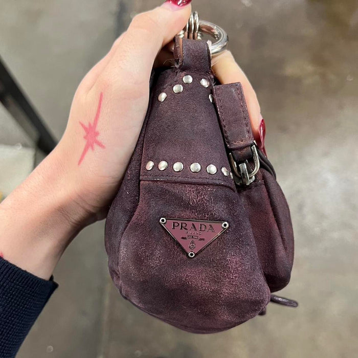 Prada purple suede chain shoulder bag