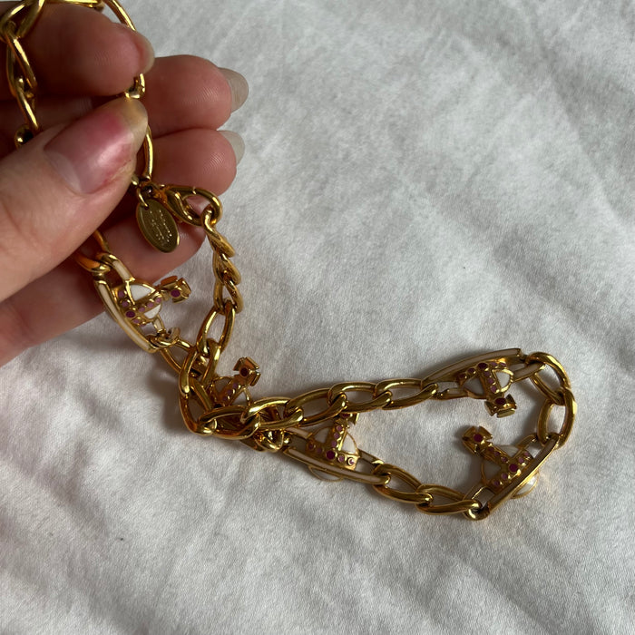 Vivienne Westwood gold pink choker necklace