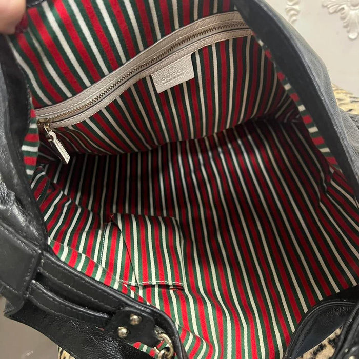 Gucci black leather horsebit bag