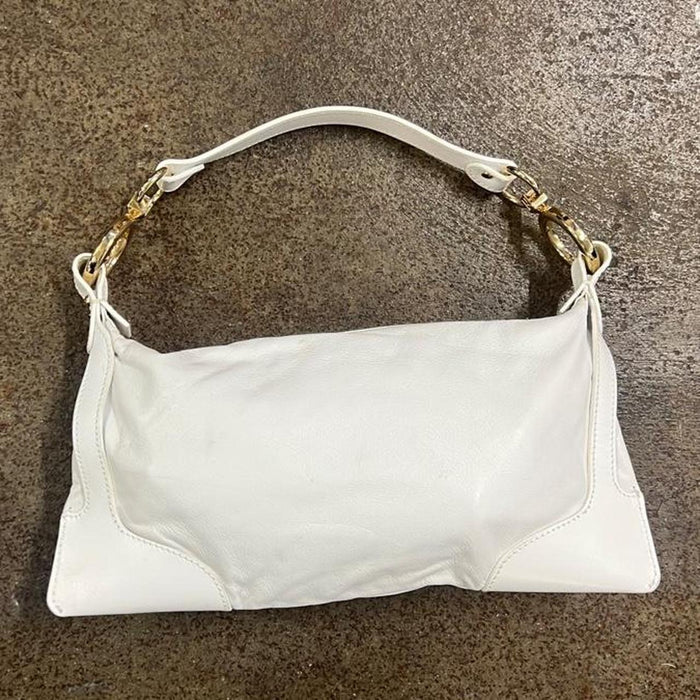 Fendi white leather shoulder bag