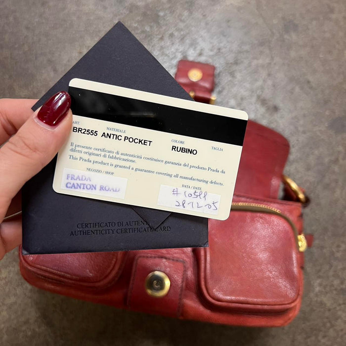 Prada red leather shoulder bag