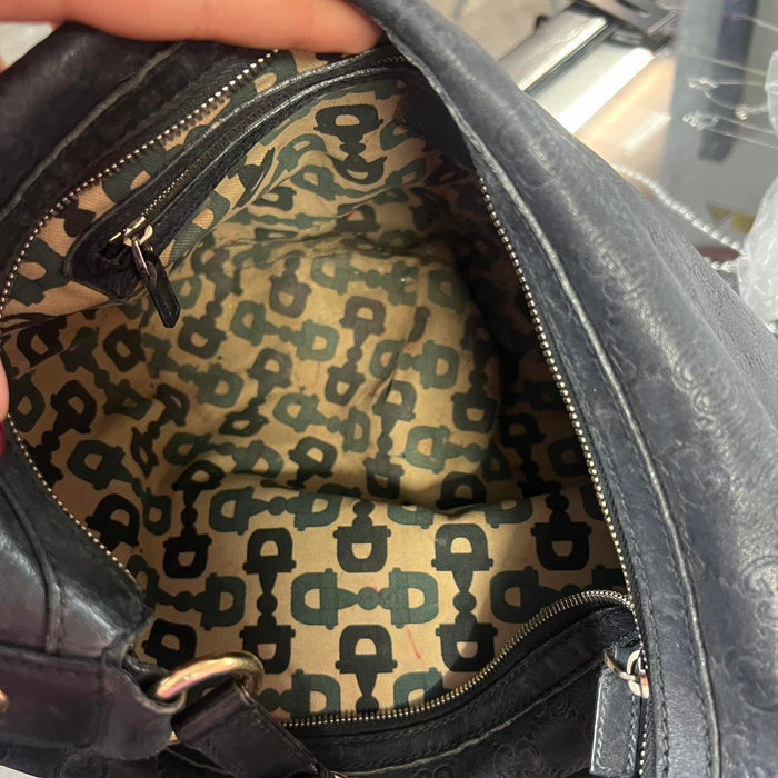 Gucci black leather guccissima hobo bag
