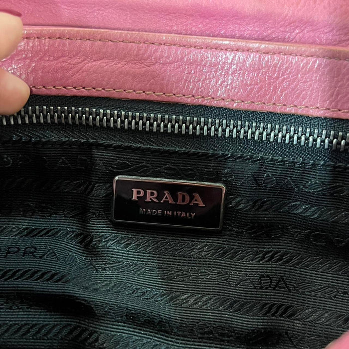 Prada pink leather shoulder bag
