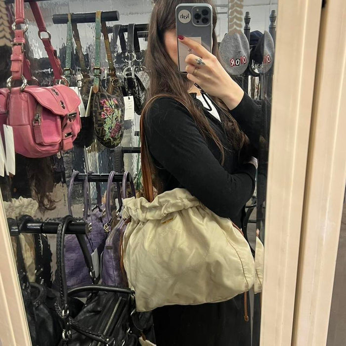 Prada jacquard nylon shoulder bag