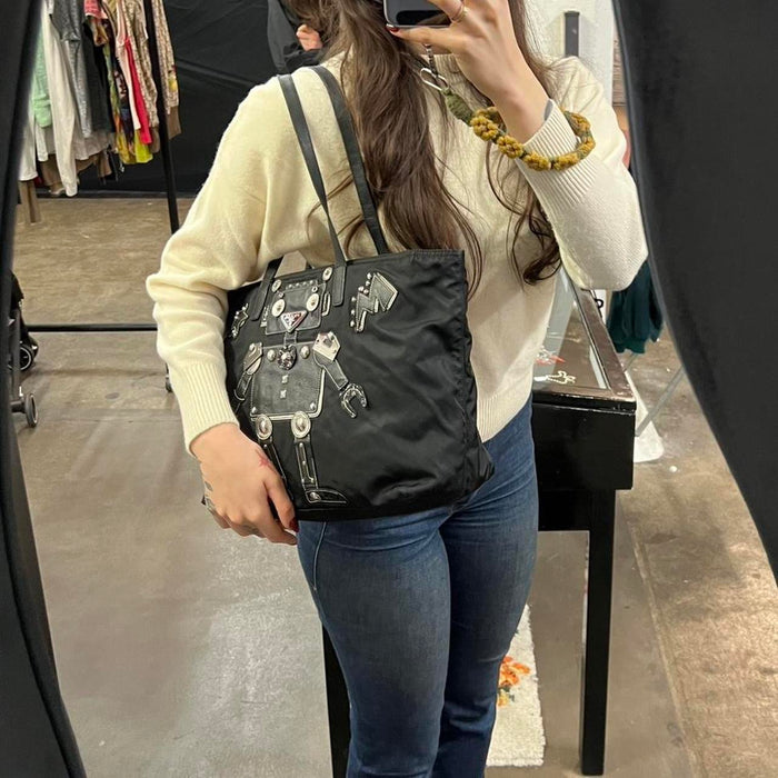 Prada robot tote bag