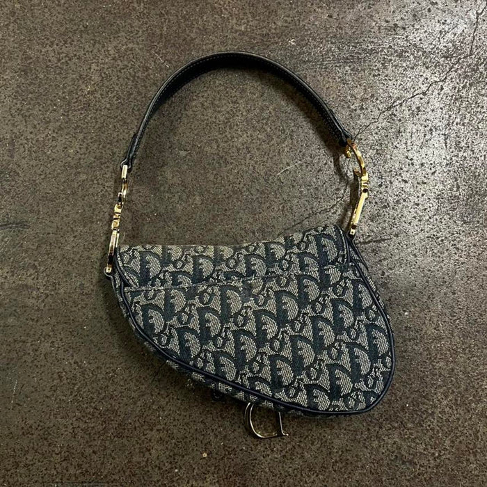 Christian Dior navy mini saddle bag