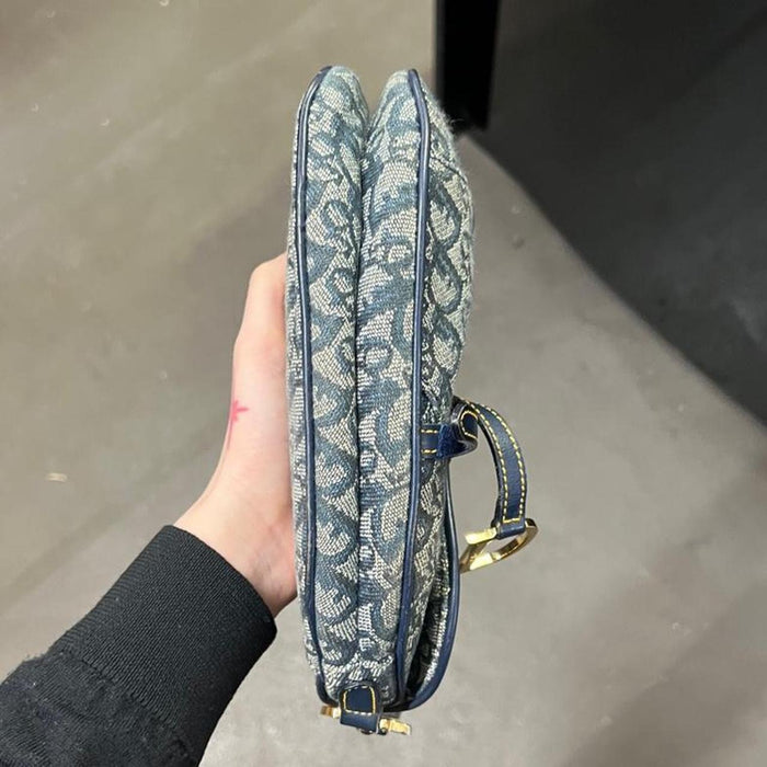 Christian Dior navy mini saddle bag