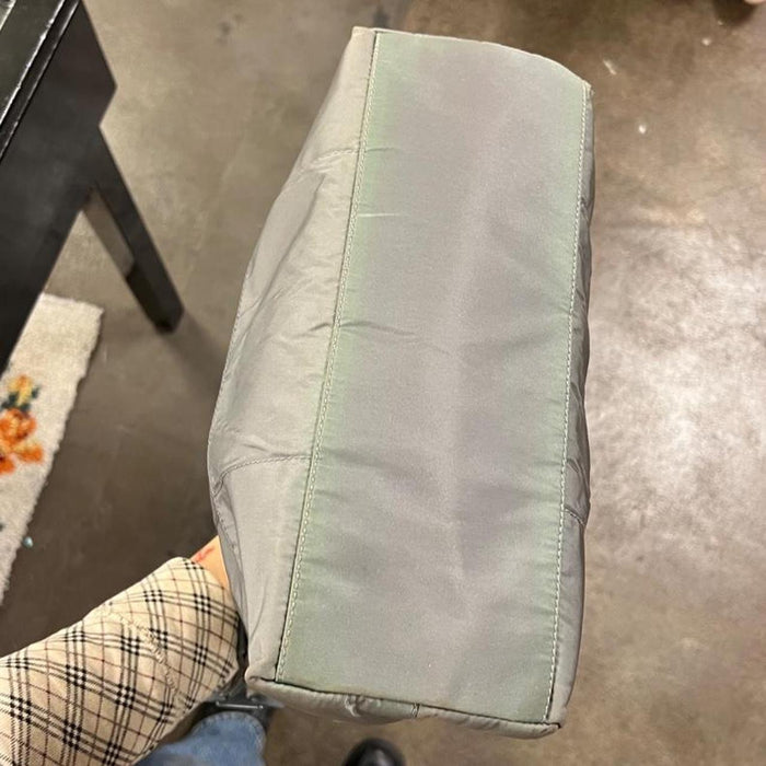 Prada green grey tote bag with chain strap
