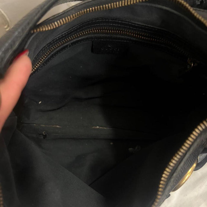 Gucci horsebit black leather shoulder bag
