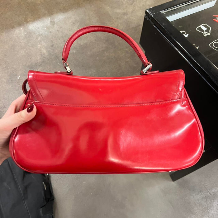 Christian Dior red patent double leather saddle bag