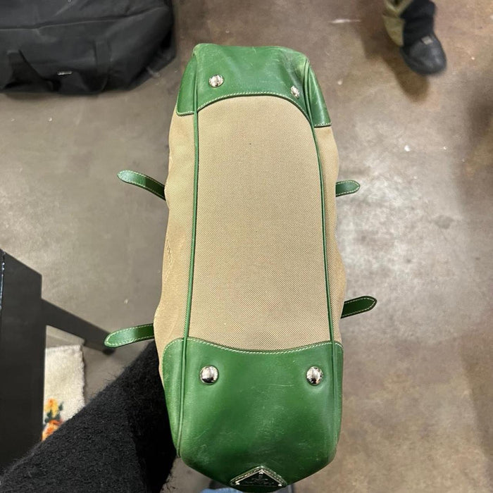 Prada green jacquard shoulder bag