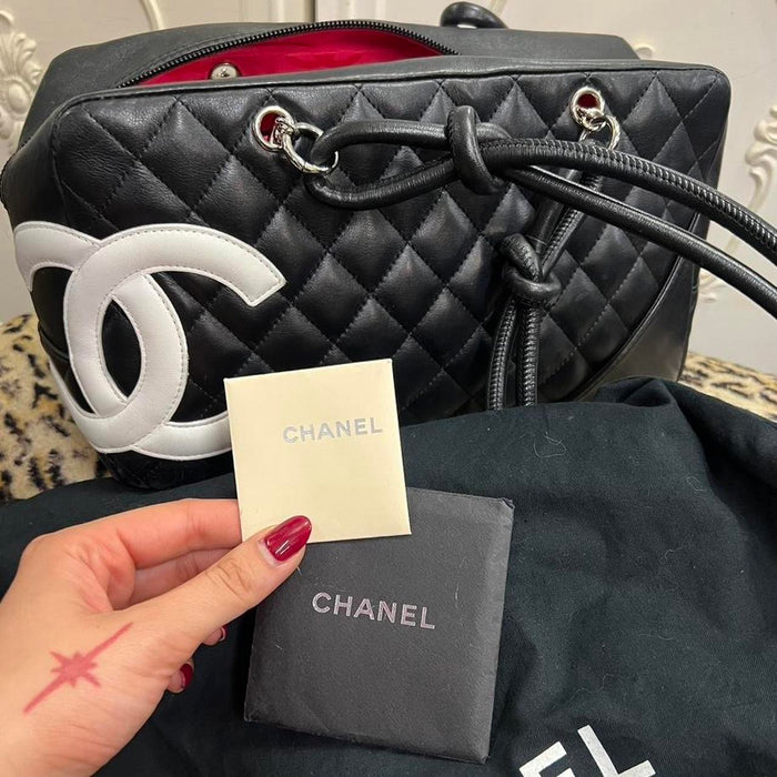 Chanel black and white cambon bowler bag