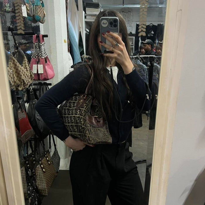 Fendi zucca velour shoulder bag
