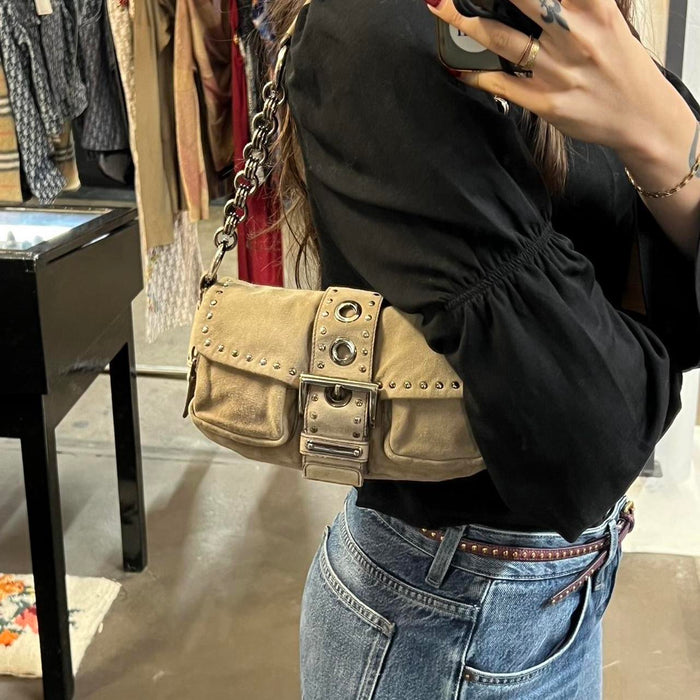 Prada suede chain shoulder bag