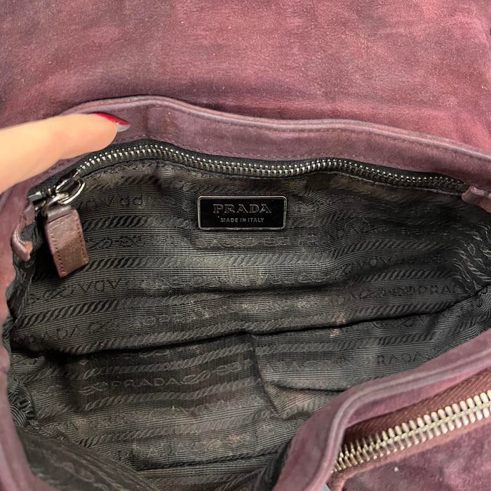 Prada purple suede chain shoulder bag