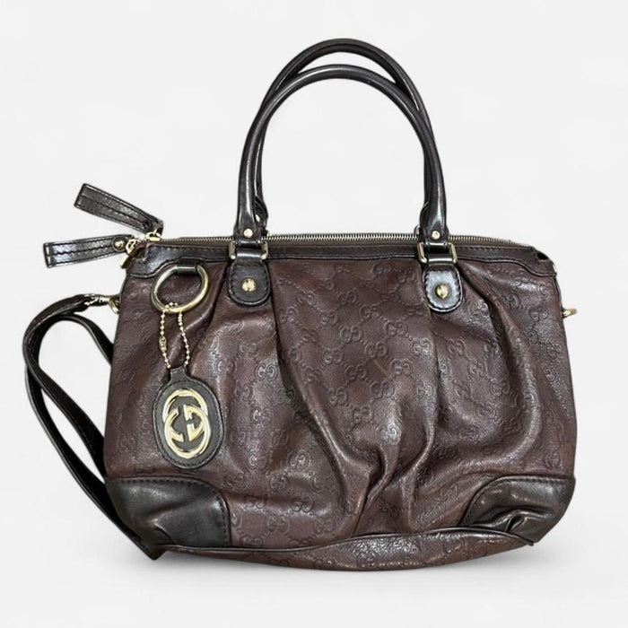 Gucci sukey brown leather guccissima bag