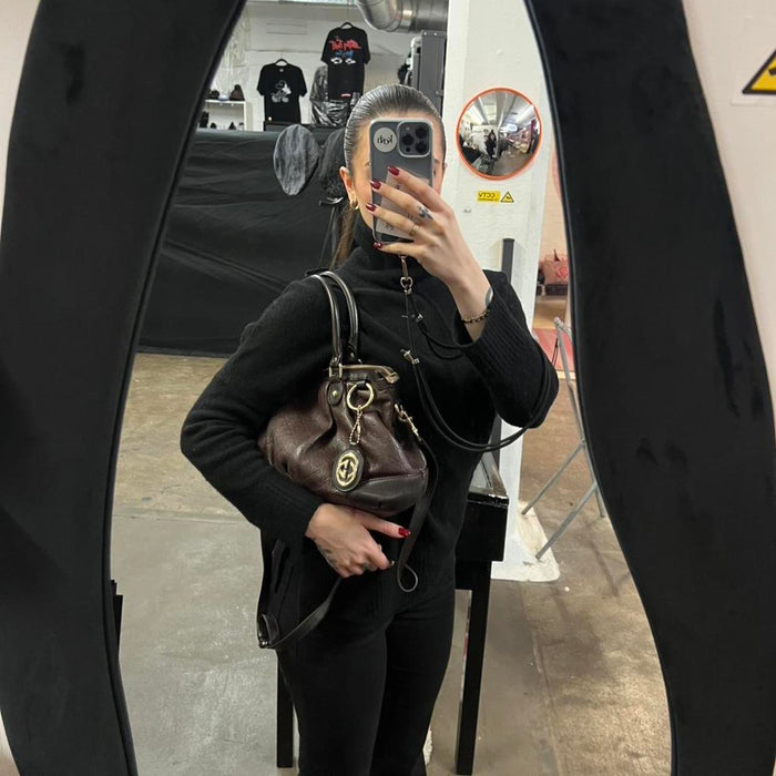 Gucci sukey brown leather guccissima bag