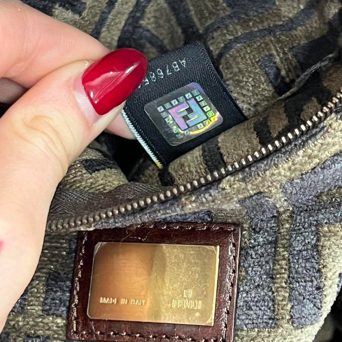 Fendi zucca velour shoulder bag
