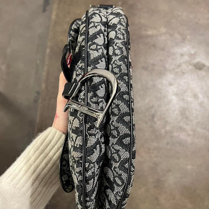 Christian Dior black oblique saddle bag