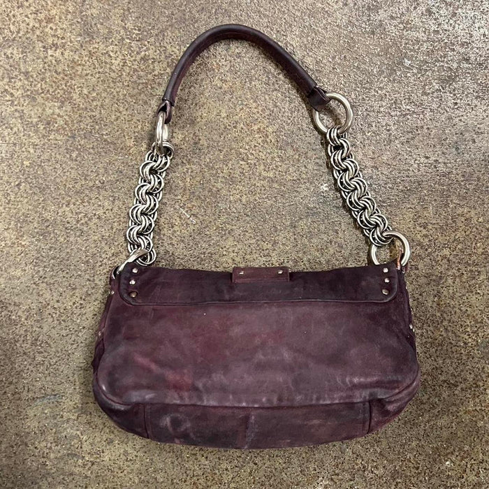 Prada purple suede chain shoulder bag