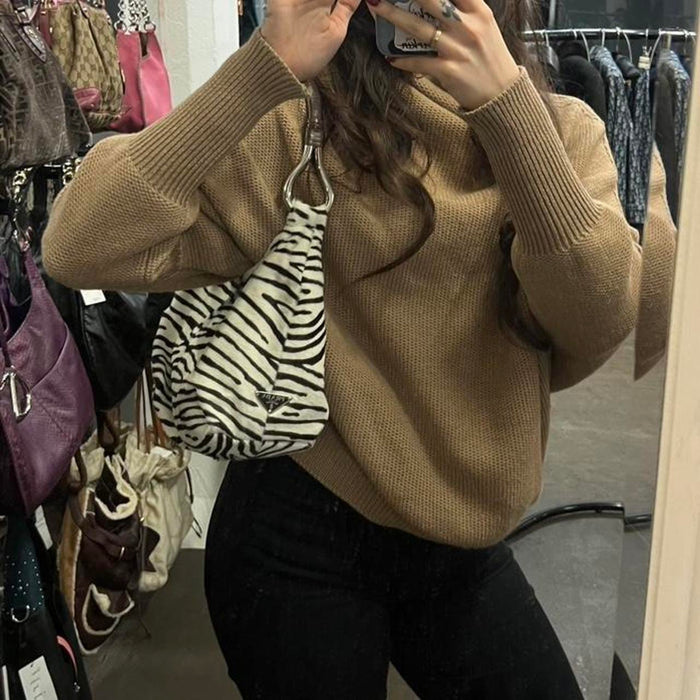 Prada pony fur zebra shoulder bag