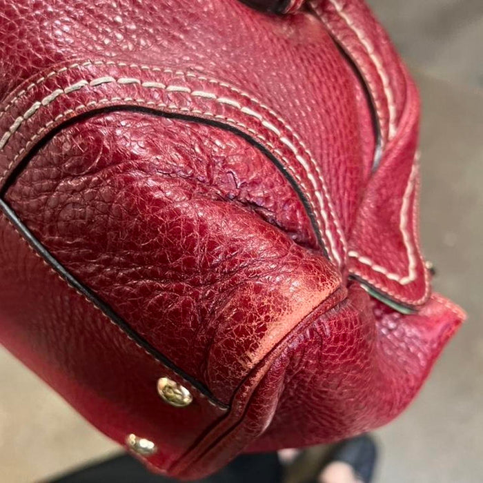 Gucci red guccissima bowler bag